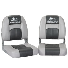 Load image into Gallery viewer, Seamanship 2X Folding Boat Seats Marine Swivel Low Back 10cm Padding Charcoal