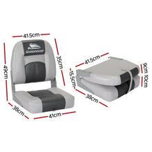 Load image into Gallery viewer, Seamanship 2X Folding Boat Seats Marine Swivel Low Back 10cm Padding Charcoal