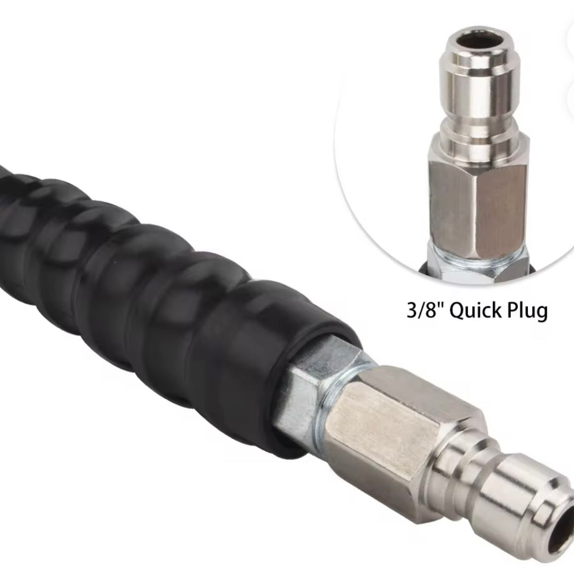3/8” Double-Layer Steel Wire Braided High Pressure Washer Hose 30M Black – 7250 PSI