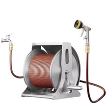 Load image into Gallery viewer, 50M Heavy Duty Stainless Steel Wall Mount Garden & Car Wash Hose Reel 1/2”