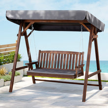 Load image into Gallery viewer, Gardeon Wooden Swing Chair Garden Bench Canopy 3 Seater Outdoor Furniture