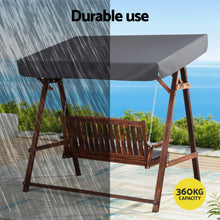 Load image into Gallery viewer, Gardeon Wooden Swing Chair Garden Bench Canopy 3 Seater Outdoor Furniture