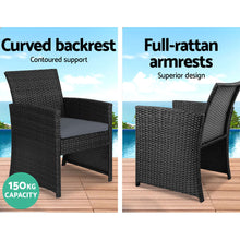 Load image into Gallery viewer, Gardeon 4 PCS Outdoor Sofa Set with Storage Cover Rattan Chair Furniture Black