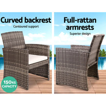 Load image into Gallery viewer, Gardeon 4 PCS Outdoor Sofa Set with Storage Cover Rattan Chair Furniture Grey