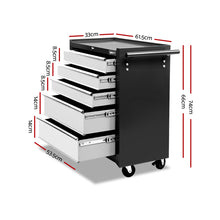 Load image into Gallery viewer, Giantz 5 Drawer Tool Box Cabinet Chest Trolley Box Garage Storage Toolbox Grey