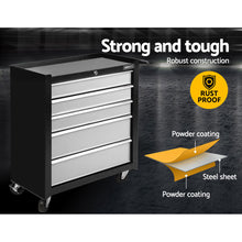 Load image into Gallery viewer, Giantz 5 Drawer Tool Box Cabinet Chest Trolley Box Garage Storage Toolbox Grey