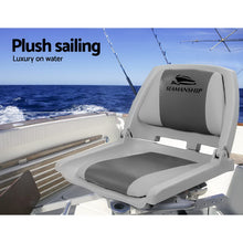 Load image into Gallery viewer, Seamanship 2X Folding Boat Seats Marine Seat Swivel Low Back 4cm Padding Grey