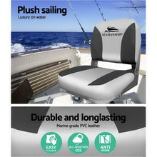 Load image into Gallery viewer, Seamanship 2X Folding Boat Seats Marine Swivel Low Back 13cm Padding Charcoal