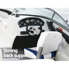 Load image into Gallery viewer, Seamanship 2X Folding Boat Seats Marine Swivel Low Back 13cm Padding White Blue