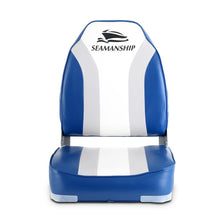 Load image into Gallery viewer, Seamanship 2X Folding Boat Seats Marine Seat Swivel High Back 12cm Padding Blue