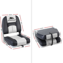 Load image into Gallery viewer, Seamanship 2X Folding Boat Seats Marine Seat Swivel Low Back 10cm Padding Grey