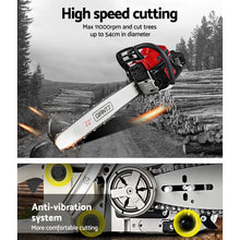Load image into Gallery viewer, GIANTZ Latest 62cc Petrol Commercial Chainsaw 22 Bar E-Start Chain Saw Pruning