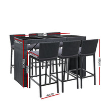 Load image into Gallery viewer, Gardeon Outdoor Bar Set Table Chairs Stools Rattan Patio Furniture 6 Seaters