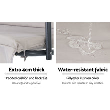 Load image into Gallery viewer, Gardeon Outdoor Swing Chair Garden Chair Bench Furniture Canopy 3 Seater Beige