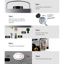 Load image into Gallery viewer, Devanti Portable Gas Water Heater 8L/Min LPG System Grey