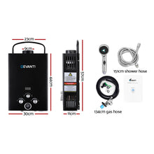 Load image into Gallery viewer, Devanti Portable Gas Water Heater 8L/Min LPG System Black