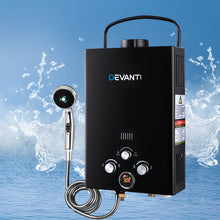 Load image into Gallery viewer, Devanti Portable Gas Water Heater 8L/Min LPG System Black