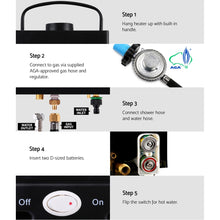 Load image into Gallery viewer, Devanti Portable Gas Water Heater 8L/Min With Pump LPG System Black