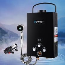 Load image into Gallery viewer, Devanti Portable Gas Water Heater 8L/Min With Pump LPG System Black