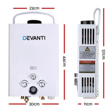 Load image into Gallery viewer, Devanti Portable Gas Water Heater 8LPM Outdoor Camping Shower White