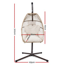 Load image into Gallery viewer, Gardeon Outdoor Egg Swing Chair Hanging Chair Wicker Rope Pod Stand Cushion Latte