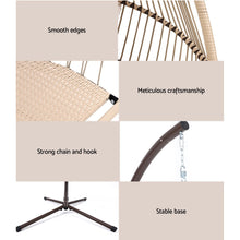 Load image into Gallery viewer, Gardeon Outdoor Egg Swing Chair Hanging Chair Wicker Rope Pod Stand Cushion Latte