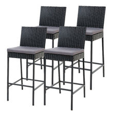 Load image into Gallery viewer, Gardeon 4-Piece Outdoor Bar Stools Dining Chair Bar Stools Rattan Furniture