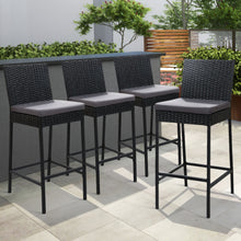 Load image into Gallery viewer, Gardeon 4-Piece Outdoor Bar Stools Dining Chair Bar Stools Rattan Furniture