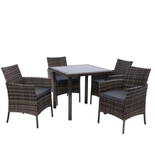 Load image into Gallery viewer, Outdoor Dining Set Patio Furniture Wicker Chairs Table Mixed Grey 5PCS