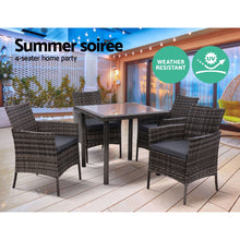 Load image into Gallery viewer, Outdoor Dining Set Patio Furniture Wicker Chairs Table Mixed Grey 5PCS
