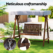 Load image into Gallery viewer, Gardeon Outdoor Wooden Swing Chair Garden Bench Canopy Cushion 2 Seater Charcoal