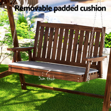 Load image into Gallery viewer, Gardeon Outdoor Wooden Swing Chair Garden Bench Canopy Cushion 2 Seater Charcoal