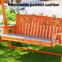 Load image into Gallery viewer, Gardeon Outdoor Wooden Swing Chair Garden Bench Canopy Cushion 3 Seater Teak