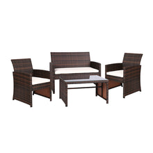 Load image into Gallery viewer, Gardeon 4 PCS Outdoor Lounge Setting Wicker Sofa Set Brown Storage Cover