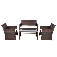 Load image into Gallery viewer, Gardeon 4 PCS Outdoor Lounge Setting Wicker Sofa Set Brown Storage Cover