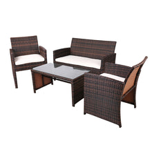 Load image into Gallery viewer, Gardeon 4 PCS Outdoor Lounge Setting Wicker Sofa Set Brown Storage Cover