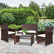 Load image into Gallery viewer, Gardeon 4 PCS Outdoor Lounge Setting Wicker Sofa Set Brown Storage Cover