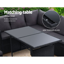 Load image into Gallery viewer, Gardeon Outdoor Furniture Dining Setting Sofa Set Lounge Wicker 9 Seater Black