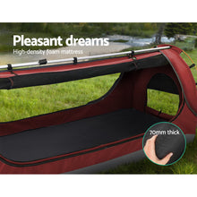 Load image into Gallery viewer, Weisshorn Double Swag Camping Swags Canvas Free Standing Dome Tent Red with 7CM Mattress