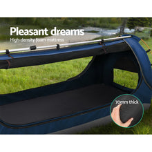 Load image into Gallery viewer, Weisshorn Swag King Single Camping Swags Canvas Free Standing Dome Tent Dark Blue with 7CM Mattress