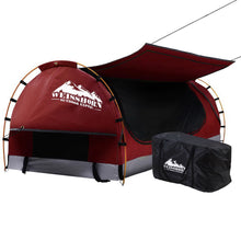Load image into Gallery viewer, Weisshorn Swag King Single Camping Swags Canvas Free Standing Dome Tent Red with 7CM Mattress
