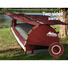 Load image into Gallery viewer, Weisshorn Swag King Single Camping Swags Canvas Free Standing Dome Tent Red with 7CM Mattress