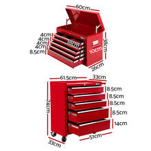 Load image into Gallery viewer, Giantz 14 Drawer Tool Box Cabinet Chest Mechanic Garage Storage Trolley Red