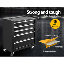 Load image into Gallery viewer, Giantz 5 Drawer Tool Box Cabinet Chest Trolley Box Garage Storage Toolbox Black
