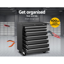 Load image into Gallery viewer, Giantz 7 Drawer Tool Box Cabinet Chest Trolley Storage Garage Toolbox Black