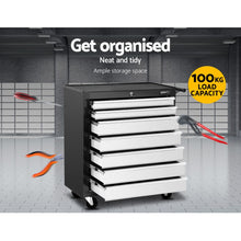 Load image into Gallery viewer, Giantz 7 Drawer Tool Box Cabinet Chest Trolley Storage Garage Toolbox Grey