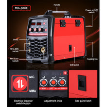 Load image into Gallery viewer, Giantz 300 Amp Inverter Welder DC MIG MMA Gas Gasless Welding Machine Portable