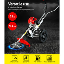 Load image into Gallery viewer, Giantz 62cc Petrol Brush Cutter Whipper Saw Trimmer 2 Stroke 3-in-1 Wheel
