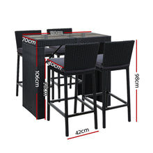 Load image into Gallery viewer, Gardeon 5-Piece Outdoor Bar Set Dining Table Stools Wicker Patio Setting
