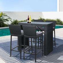 Load image into Gallery viewer, Gardeon 5-Piece Outdoor Bar Set Dining Table Stools Wicker Patio Setting
